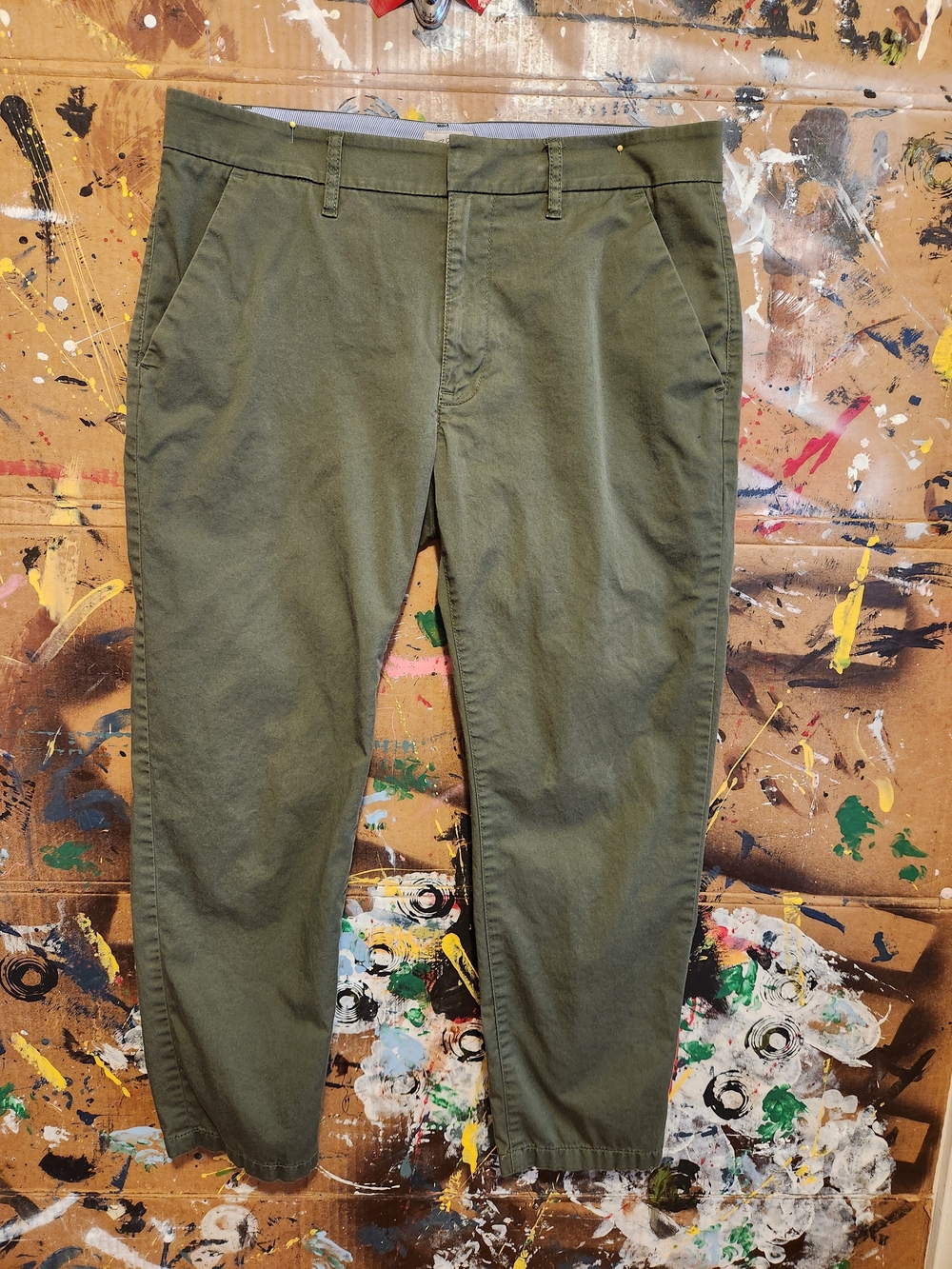 Olive Green Cotton Chino Pants